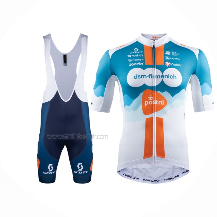 2024 Maillot Cyclisme DSM Bleu Blanc Manches Courtes Et Cuissard